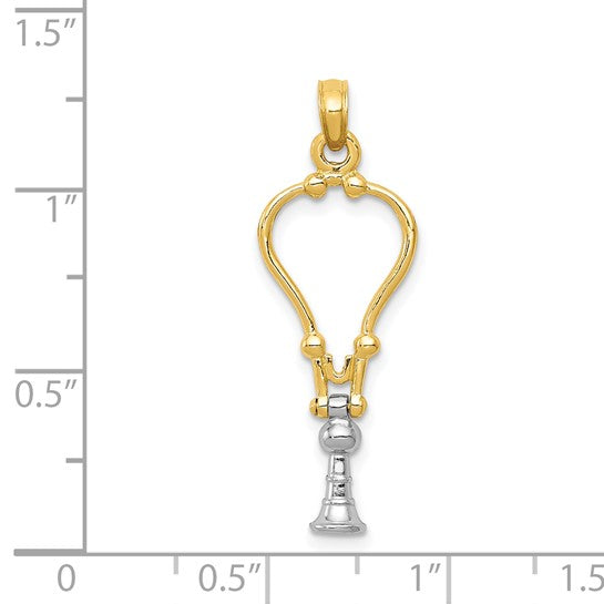 14K Yellow/White Gold Two Tone Stethoscope 3D Moveable Pendant