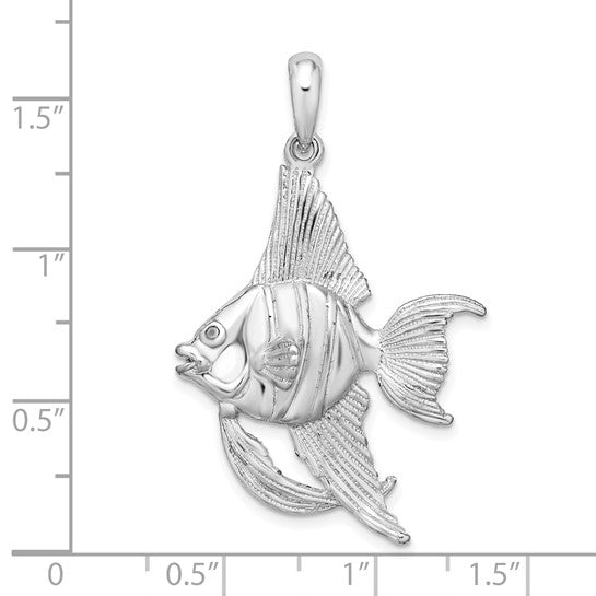 Sterling Silver Rhodium Plated Angel Fish Pendant