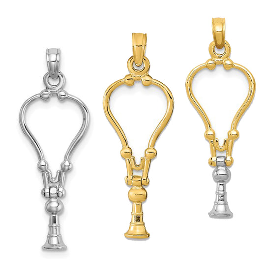 14K Yellow/White Gold Two Tone Stethoscope 3D Moveable Pendant