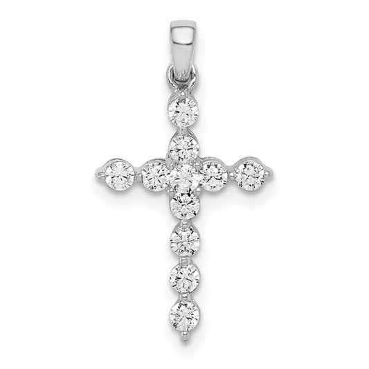 14K White Gold 3/8 Carat diamond Bezel Cross Pendant
