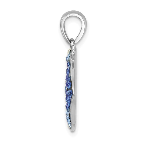 Sterling Silver Rhodium Plated Crystal Angel Fish Pendant
