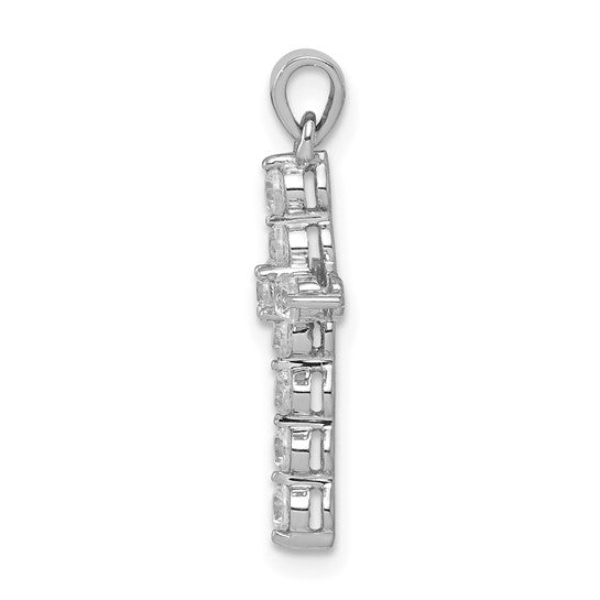 14K White Gold 3/8 Carat diamond Bezel Cross Pendant