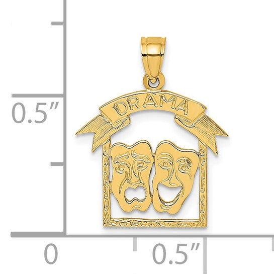 14K Yellow Gold Theater Drama Comedy Tragedy Pendant