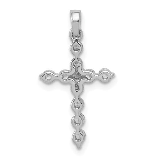 14K White Gold 3/8 Carat diamond Bezel Cross Pendant