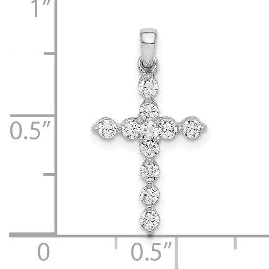 14K White Gold 3/8 Carat diamond Bezel Cross Pendant