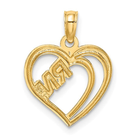 14K Yellow Gold Two Tone RN Heart Pendant