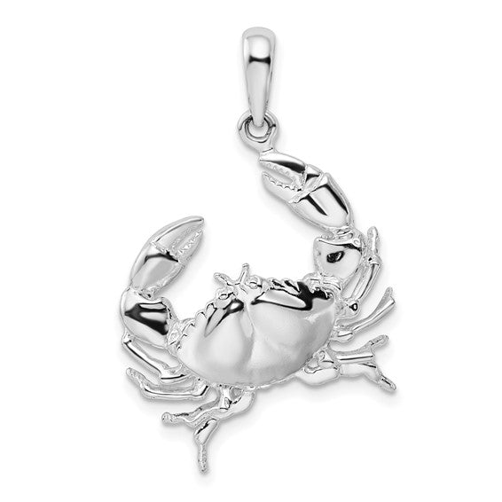 Sterling Silver Rhodium Plated Crab Pendant