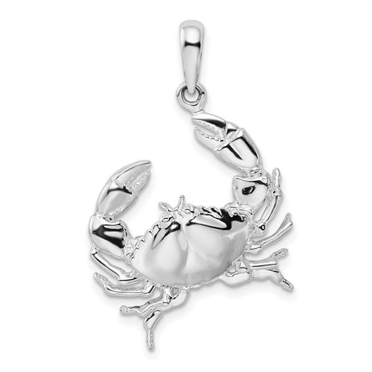 Sterling Silver Rhodium Plated Crab Pendant