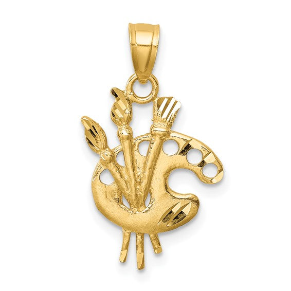 14K Yellow Gold Artist Pallet Pendant