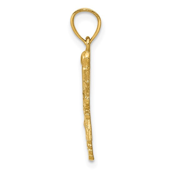 14K Yellow Gold Diamond Cut RN Registered Nurse Pendant