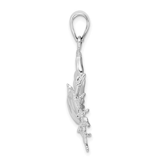 Sterling Silver Rhodium Plated Crab Pendant