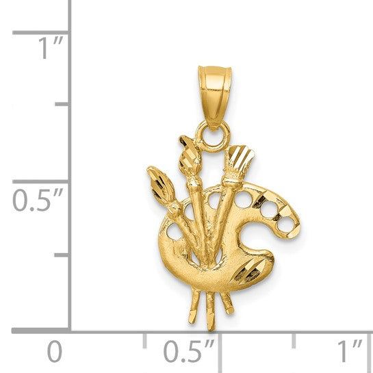14K Yellow Gold Artist Pallet Pendant