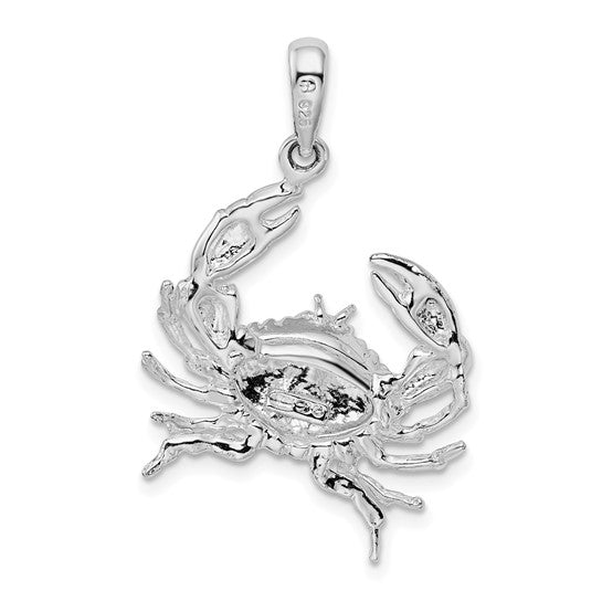 Sterling Silver Rhodium Plated Crab Pendant