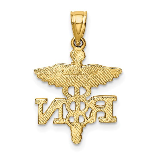 14K Yellow Gold Diamond Cut RN Registered Nurse Pendant