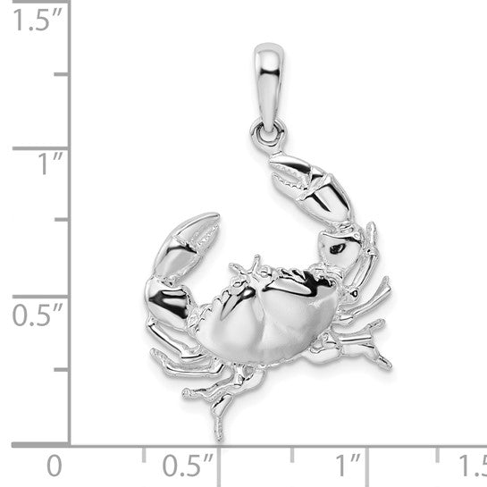 Sterling Silver Rhodium Plated Crab Pendant