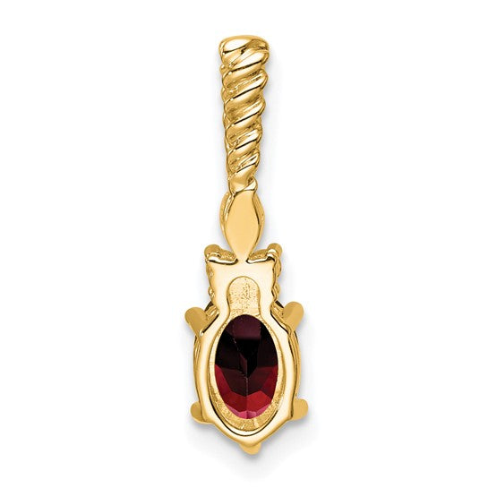 14K White/Yellow Gold Twisted Top Natural Garnet & Diamond Pendant