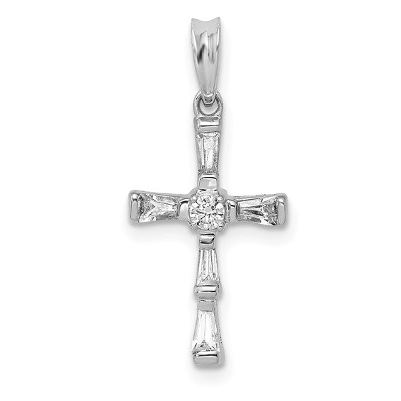 14K White Gold 1/5 Carat Diamond Flat Stone Pendant