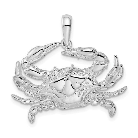 Sterling Silver Rhodium Plated Crab Claw Pendant