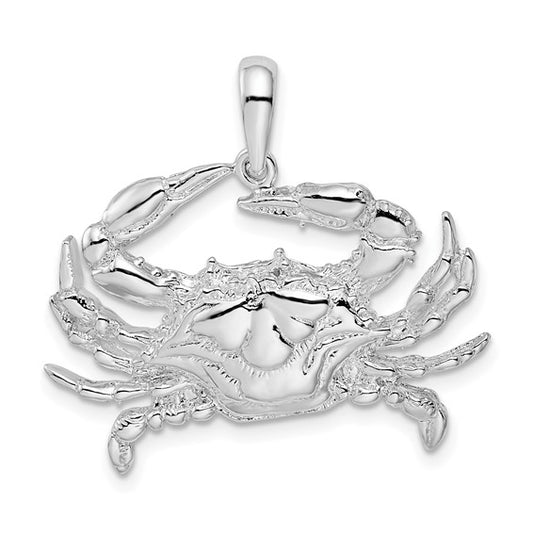 Sterling Silver Rhodium Plated Crab Claw Pendant