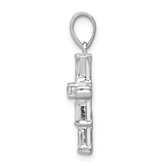 14K White Gold 1/5 Carat Diamond Flat Stone Pendant