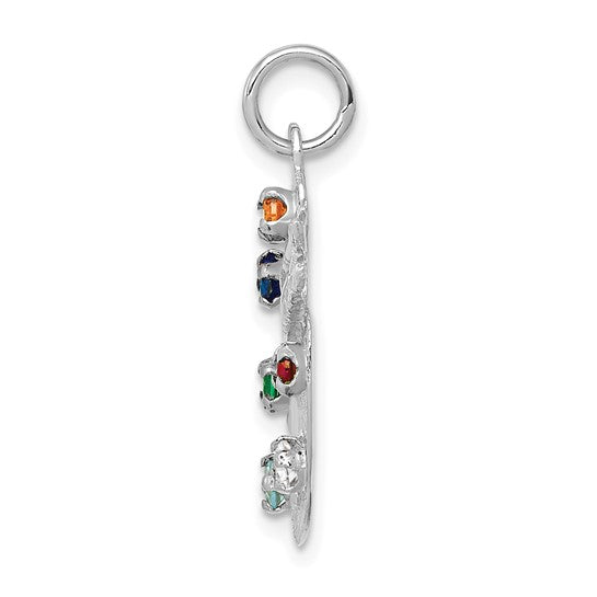 14K White Gold Artist Pallet Gemstone Pendant