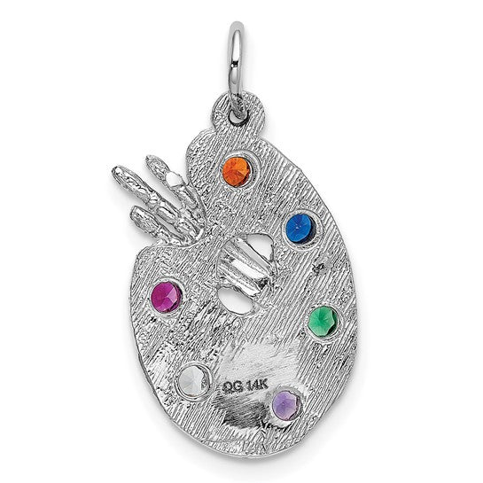 14K White Gold Artist Pallet Gemstone Pendant