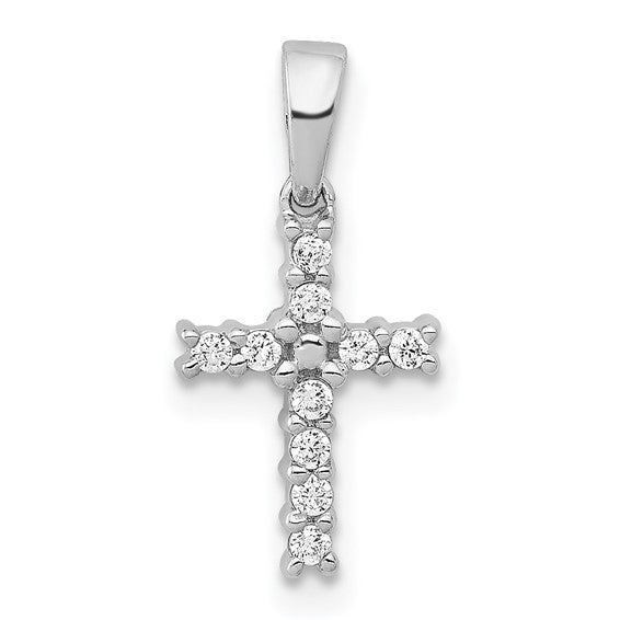 14K White/Rose/Yellow Gold Small Diamond Cross Pendant