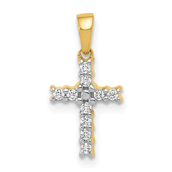 14K White/Rose/Yellow Gold Small Diamond Cross Pendant