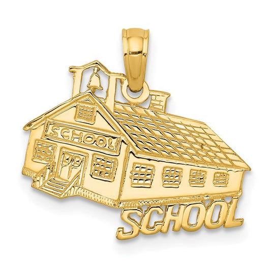 14K Yellow Gold School House Teacher Pendant