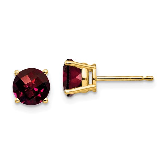 14K White/Yellow Gold 2 Carat Natural Garnet Stud Earrings