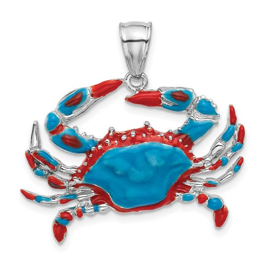 Sterling Silver Crab Enameled Pendant