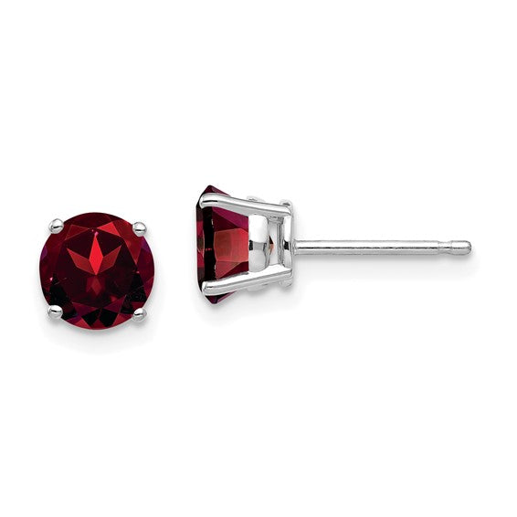 14K White/Yellow Gold 2 Carat Natural Garnet Stud Earrings