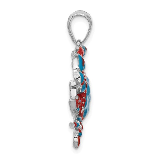 Sterling Silver Crab Enameled Pendant
