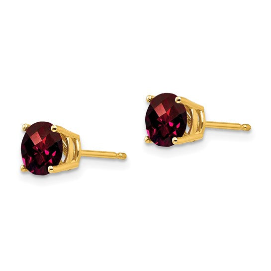 14K White/Yellow Gold 2 Carat Natural Garnet Stud Earrings