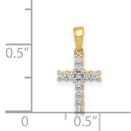 14K White/Rose/Yellow Gold Small Diamond Cross Pendant