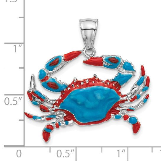 Sterling Silver Crab Enameled Pendant