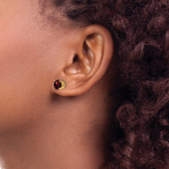 14K White/Yellow Gold 2 Carat Natural Garnet Stud Earrings