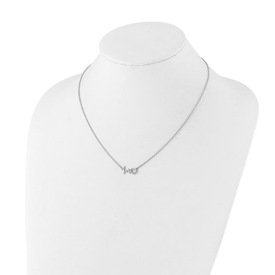 White Gold Filled Sterling Silver Diamond Heartbeat Necklace Set