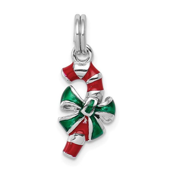White Gold Filled Sterling Silver Candy Cane Pendant