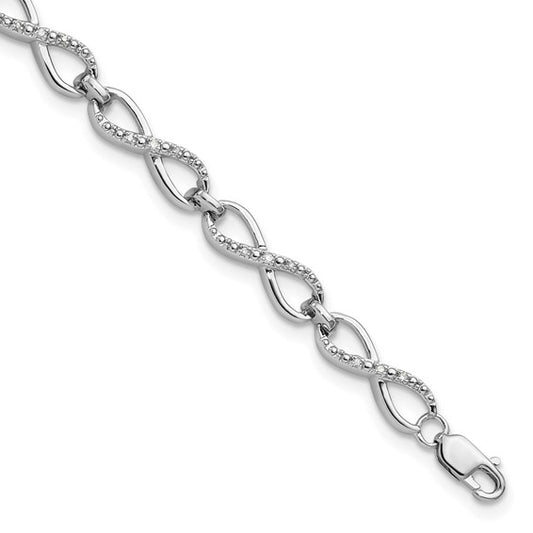 White Gold Filled Sterling Silver Diamond Twist Bracelet