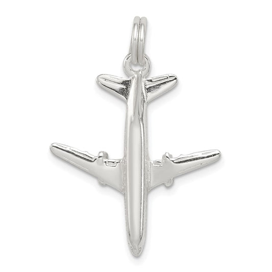 White Gold Filled Sterling Silver Pilot Air Plane Pendant