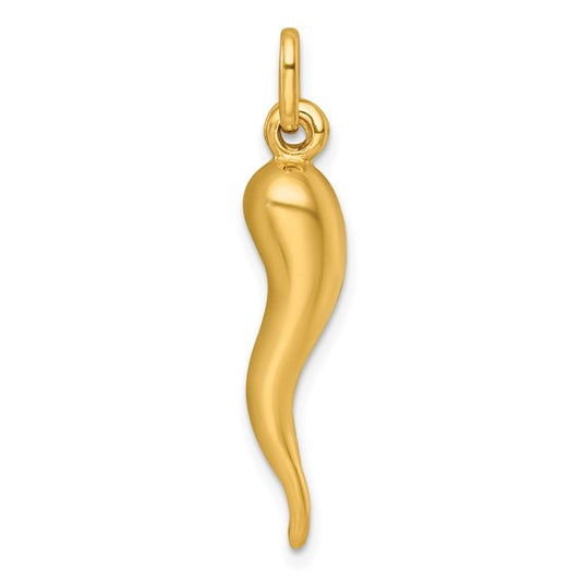 Sterling Silver Gold Plated 3D Italian Horn Pendant