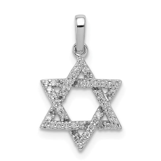 14K White Gold Star Of David 1/8 Diamond Ct Pendant
