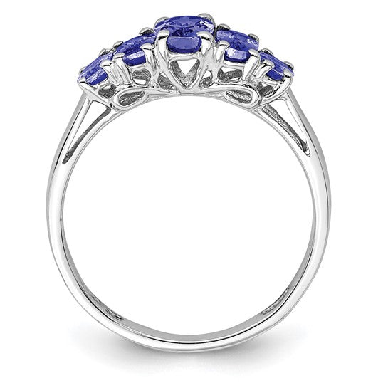 White Gold Filled Sterling Silver Natural Tanzanite 5 Stone Ring