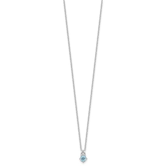 White Gold Filled Sterling Silver .5 Carat Solitaire Blue Topaz Necklace