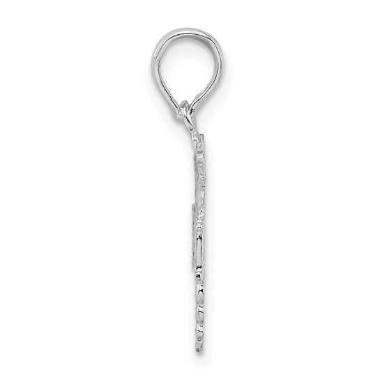 White Gold Filled Sterling Silver RN Caduceus Pendant