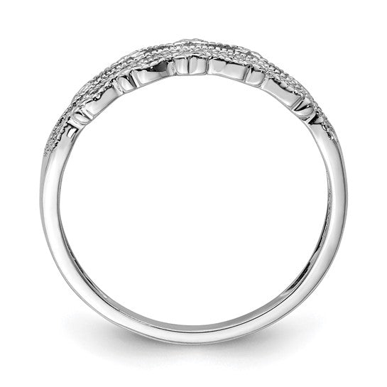 White Gold Filled Sterling Silver Fancy Cut Band Ring