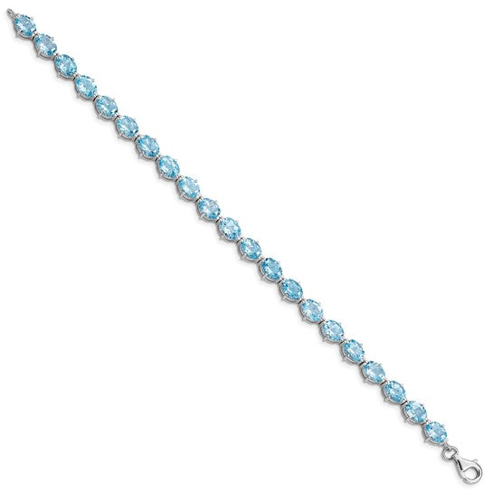 White Gold Filled Sterling Silver 19 Carat Natural Blue Topaz Bracelet