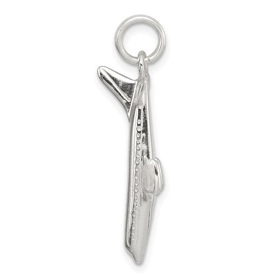 White Gold Filled Sterling Silver Pilot Air Plane Pendant