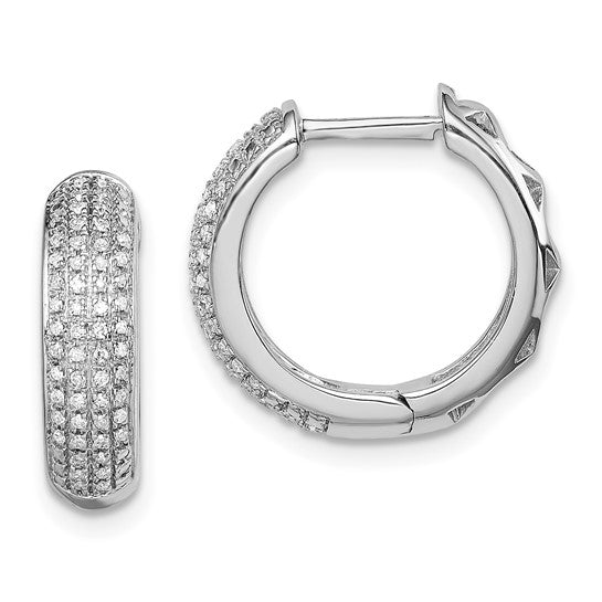 White Gold Filled Sterling Silver Diamond Hoop Earrings